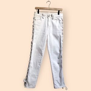 Habitual Lace-Up Ankle Jeans Cream Straight Leg Denim Designer Women’s 4/27